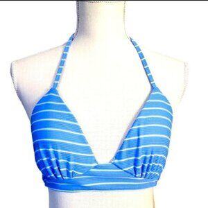 Blue & White Stripped Halter-Neck Underwire Tie-Back Lined-Cups Bikini top 34B